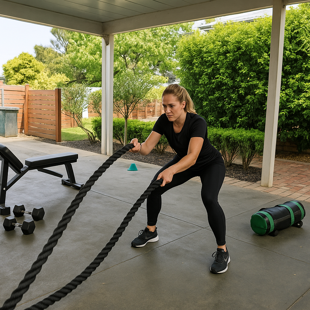 Outdoor fitness class in session
